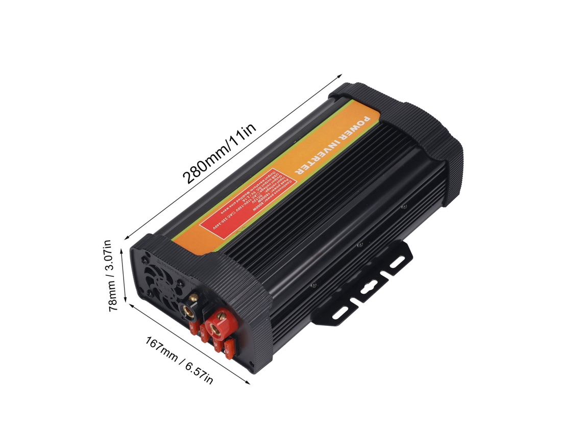 Inversor de corriente para coche de onda sinusoidal modificada de 12 V a 110 V y 8000 W para ventiladores y electrodomésticos.