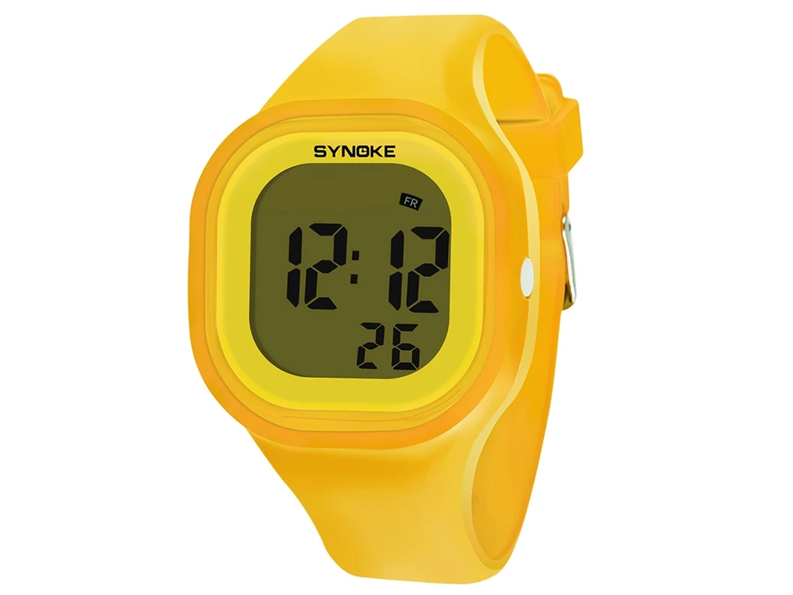 Reloj digital para mujer, de silicona resistente al agua, multifuncional con alarma. MDUG (amarillo)