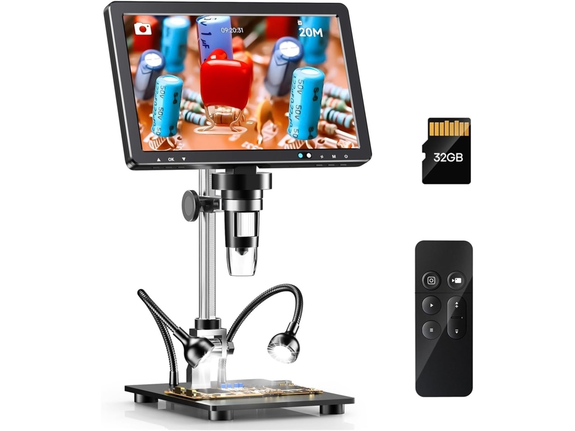Microscopio Digital Hdmi/i De 10,1 Pulgadas, Aumento De 2000x, Con 10 Led, Soldadura De 20 Mp.