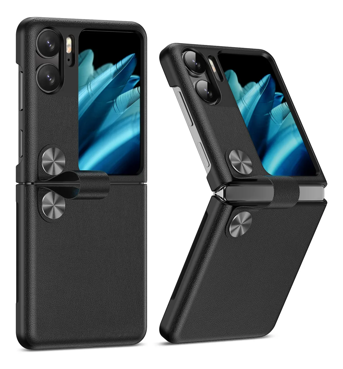 Para Oppo Find N2 Flip Correa Mano Cuero Funda Teléfono