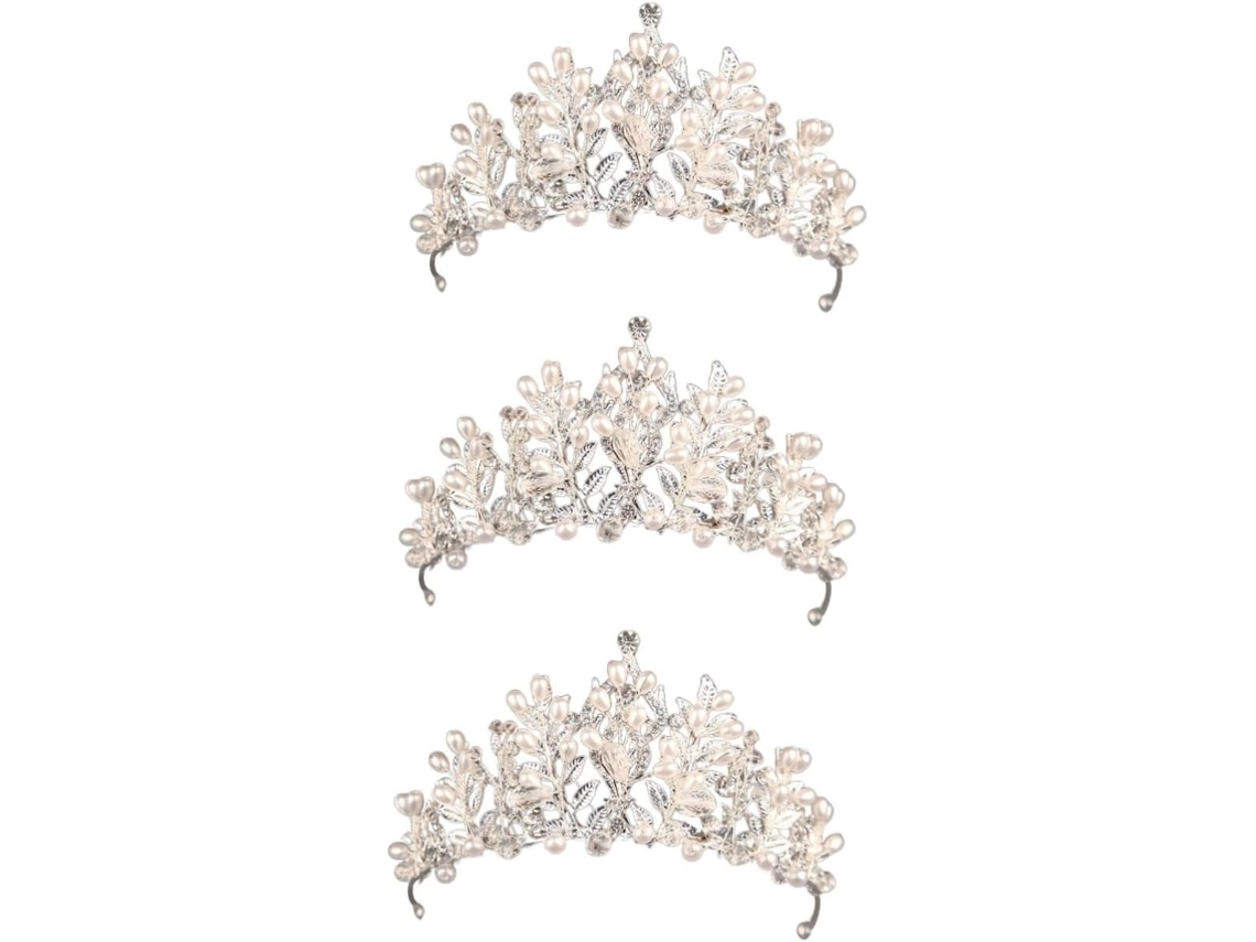 Elegante Tiara De Hada De Cristal Y Perlas De 3 Piezas Para Novia
