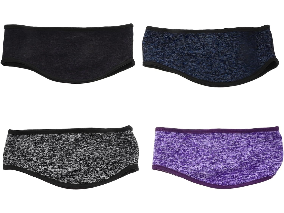 Conjunto De 4 Faixas De Cabeça Esportivas Unissex Em Fleece Grosso.