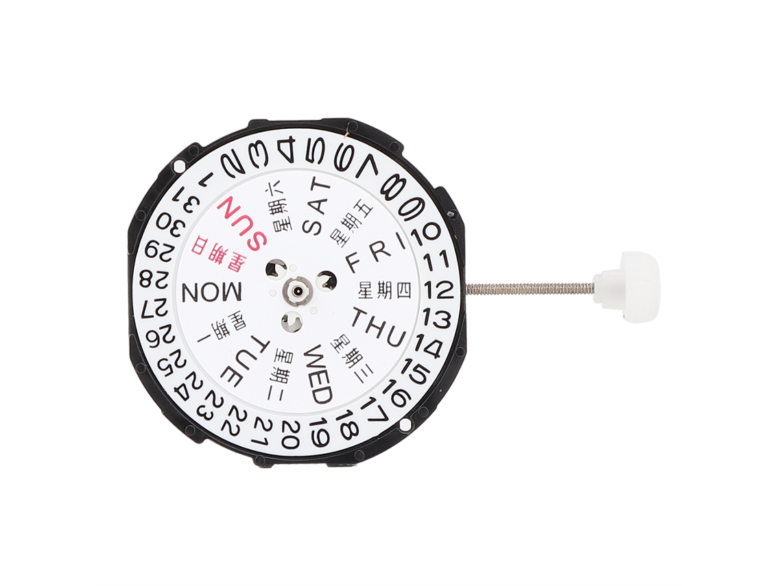 Mecanismo de reloj de cuarzo SL28 con tres agujas y doble calendario para reparación.