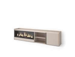 Mueble Tv, Televisión, 212x35x50cm, Para Tv Hasta 80", Chimenea Eléctrica Xxl, Beige