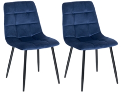 Set de dos sillas de comedor Tilde en tela o terciopelo azul/veludo CLP