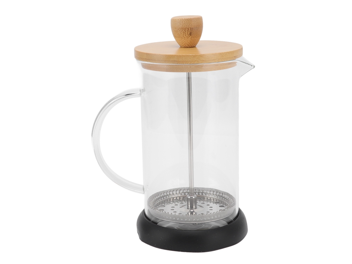 Cafetera y tetera de prensa francesa con filtro, 600 ml, tapa de bambú, resistente al calor