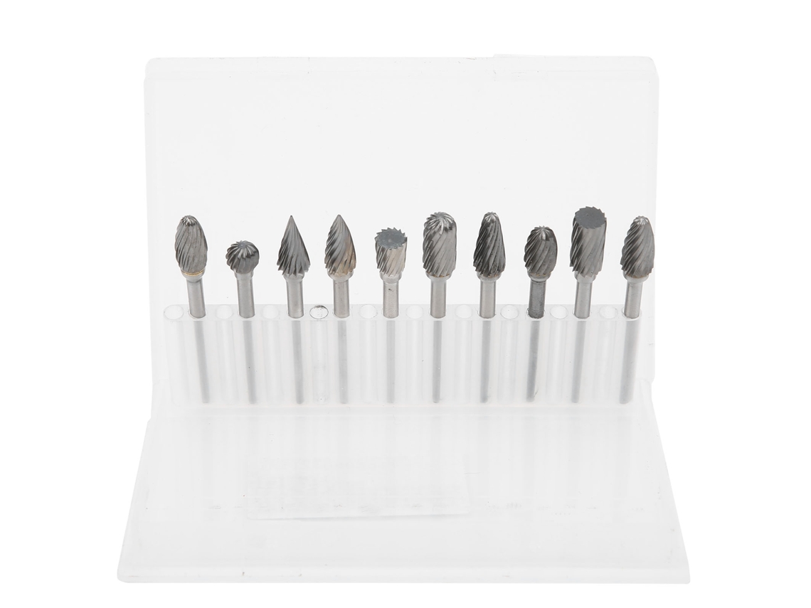 Conjunto de 10 limas rotativas de corte único para polimento e desbaste com misturador elétrico de metal.