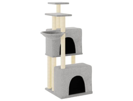 Rascador para gatos con postes de sisal gris claro VIDAXL (122 cm)
