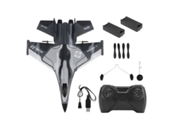 Avião De Controle Remoto Leve Flexível Com Luz Led Para Crianças Camuflagem Cinza 2 Baterias