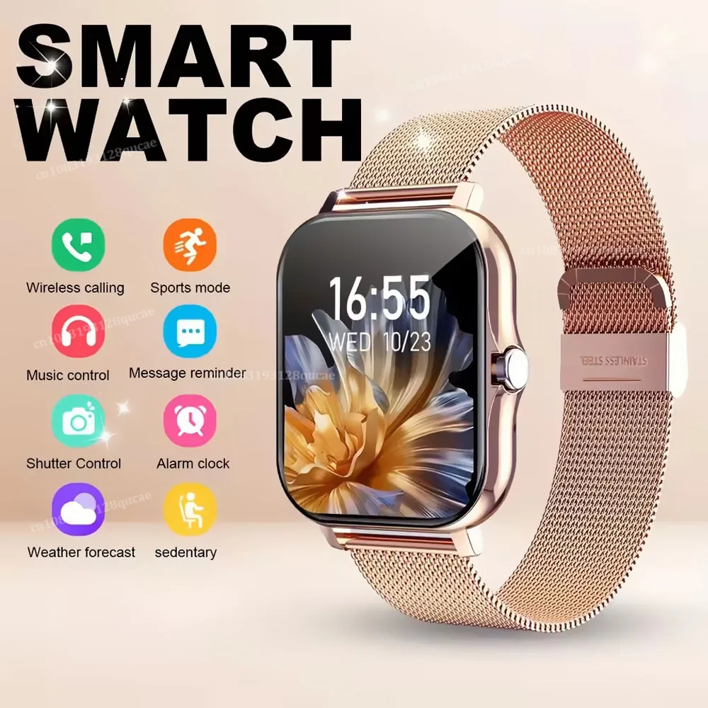 (gold Grid Strap) Relógio Inteligente Com 1, 83 Polegadas Tela De Toque Completo, Suporte Para Chamadas Bluetooth, Monitoramento De Movimento