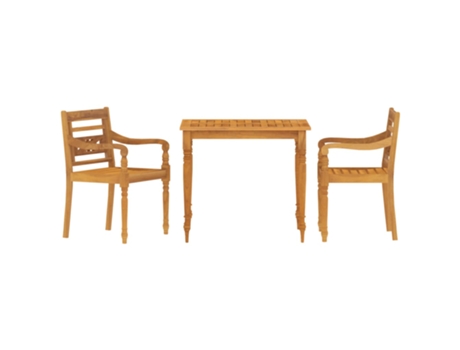 Conjunto 3 de comedor para jardín VIDAXL madera maciza de teca
