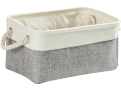 Cesta De Tecido Dobrável - Armário Pequeno - Cesta De Brinquedos Com Corda - Armário (cinza/branco)