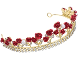 Diadema Pour Cabello Mariage Rouge Orné De Rosas En Cristal Corona Mariée Légère Y Solide
