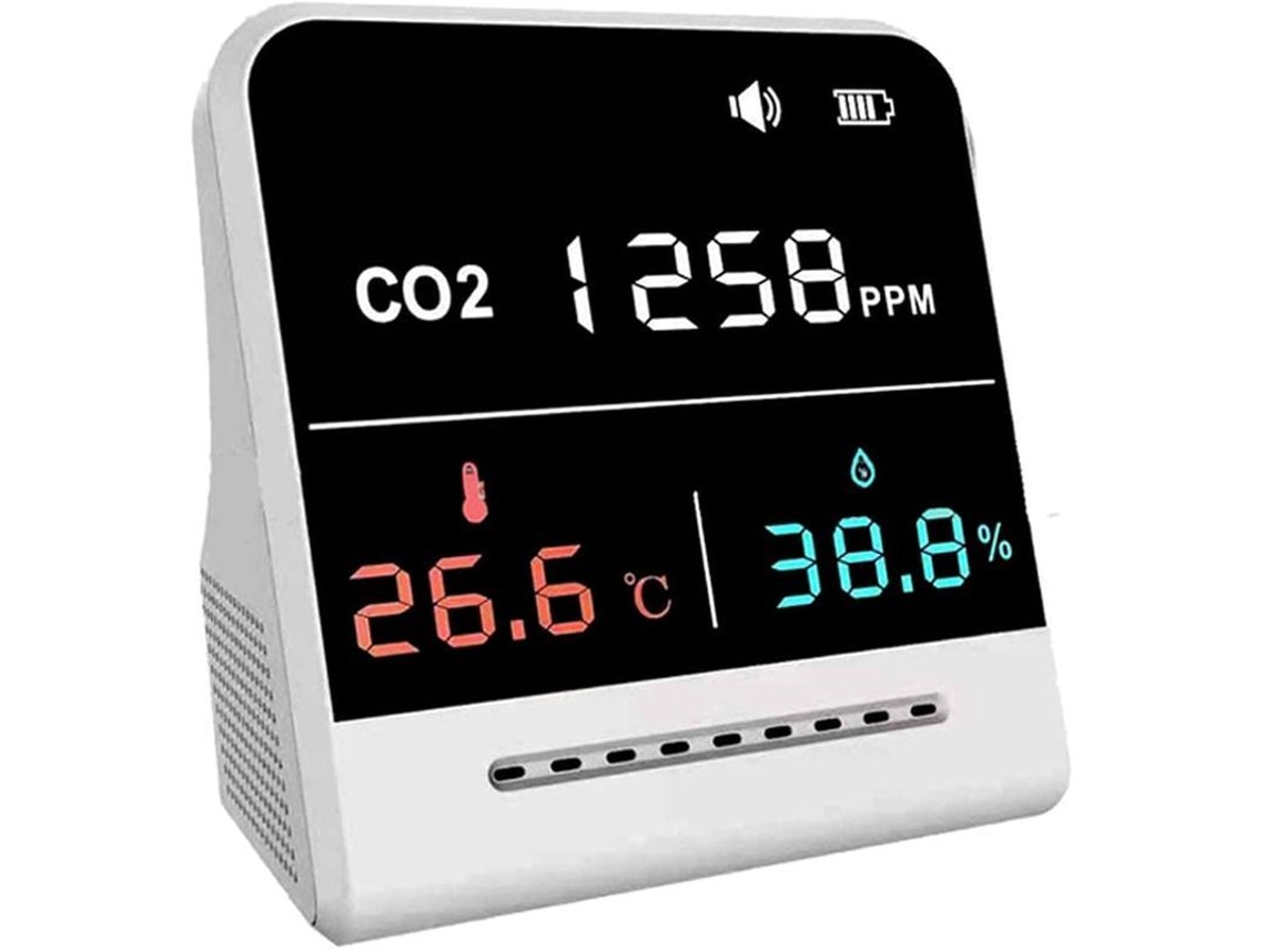 Sensor De Co2 Portátil, Monitor De Calidad Del Aire Profesional Con Batería De Larga Duración, Detecta Co2, Temperatura Y Humedad