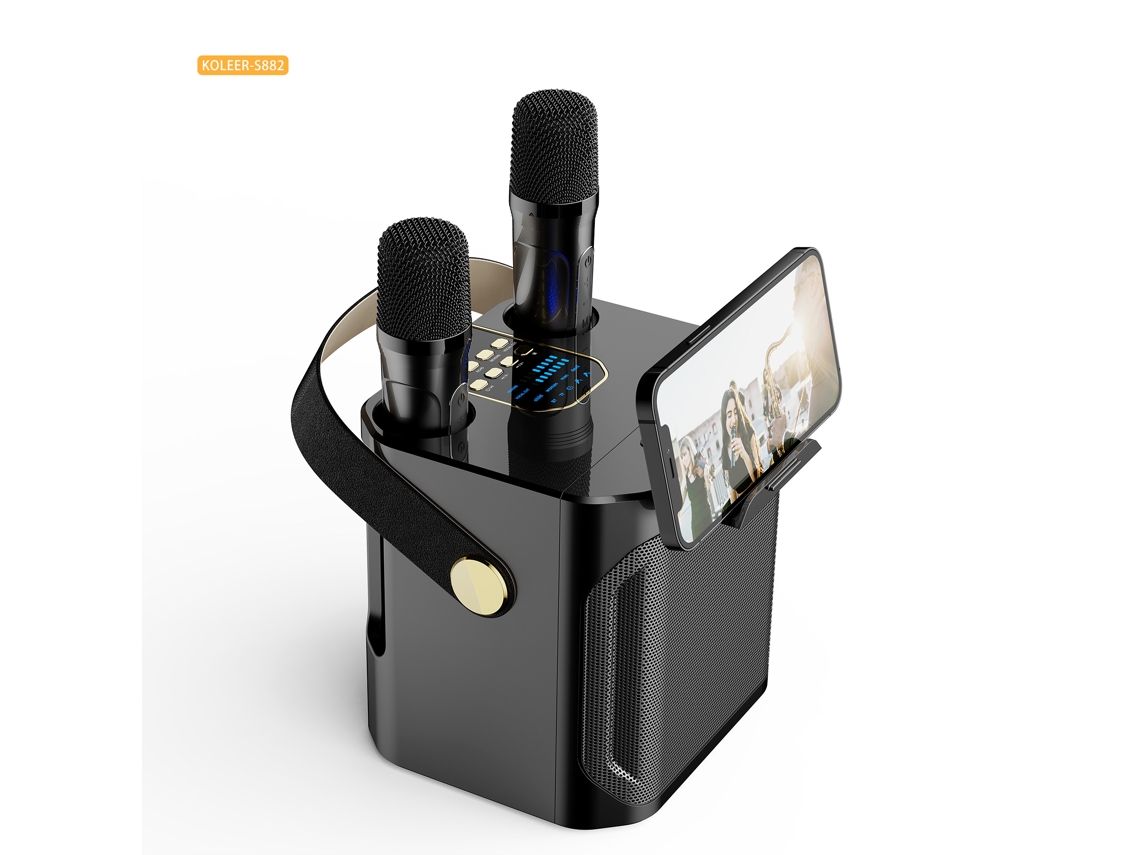 (negro) Altavoz Bluetooth De Karaoke De Alta Potencia, Portátil, Estéreo Envolvente De 360°, Inalámbrico, Resistente Al Agua