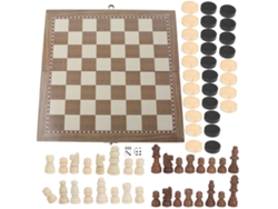 Omni-set De Ajedrez De Madera Plegable 3 En 1, Juego De Damas Y Ajedrez Portátil, Tablero Multifuncional
