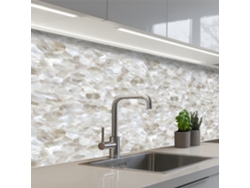 Salpicaderos De Cocina Blanco - Pinceladas - Efecto Relieve 150x60 Cm