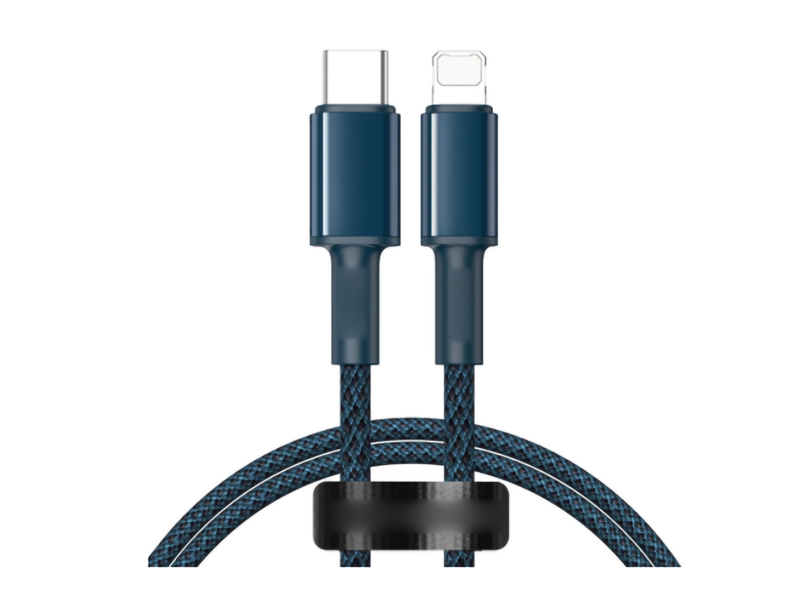 Cable De Datos De Alta Densidad Trenzado De Carga Rápida Pd 20w Para Iphone 12 Pro 2m Azul Marino