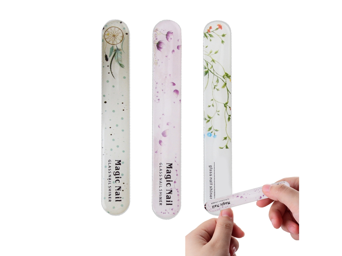 Juego de 3 limas de cristal con estuche y pulidores para el cuidado de las uñas NEVEANCE