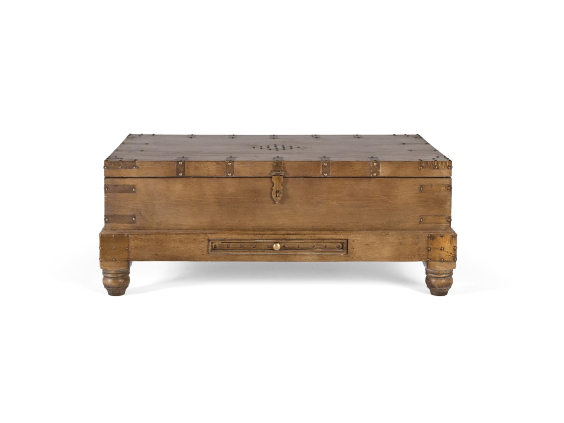Mesa de centro estilo arcón en madera maciza de mango con tablero abatible Giner Y Colomer