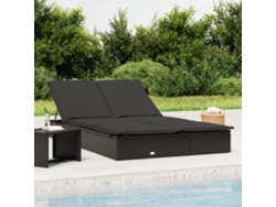 Tumbona para 2 personas con cojines de mimbre negro, DKD HOME DECOR