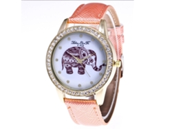 Reloj De Pulsera De Cuarzo Con Dial Redondo Y Correa De Pu Moda (rosa)