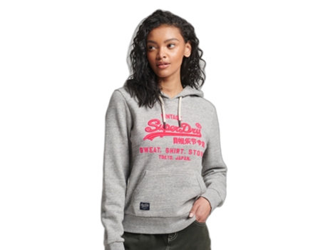 Sudadera con Capucha Vintage de Mujer SUPERDRY Logo Gris (L)