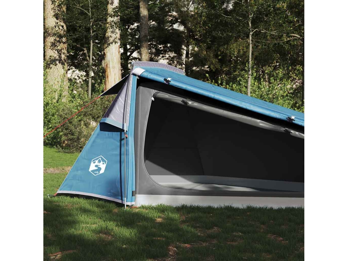 Tienda de campaña tipo túnel impermeable azul para 2 personas.