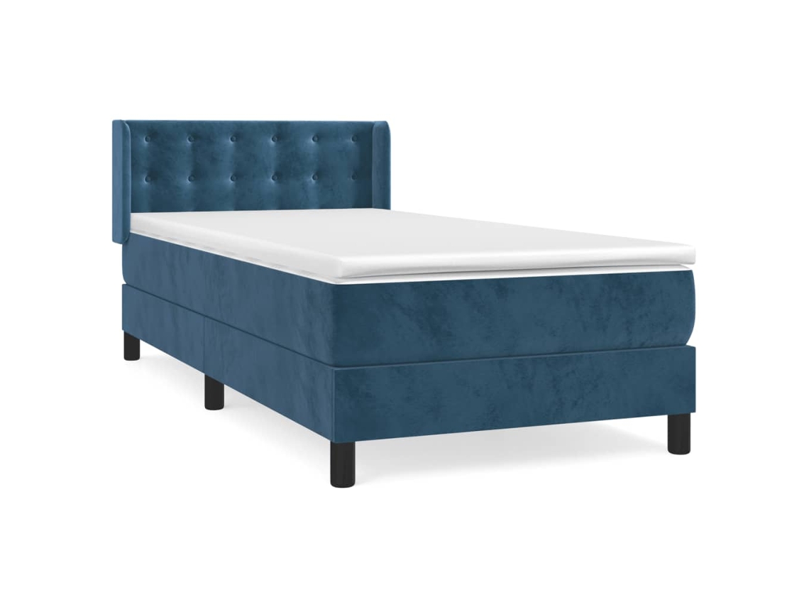 Maison Exclusive - Cama Box Spring Con Colchón Terciopelo Azul Oscuro 90x190 Cm