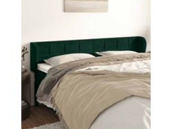 Cabecero de cama | Panel de cama con solapas de terciopelo 203x23x78/88cm Verde oscuro