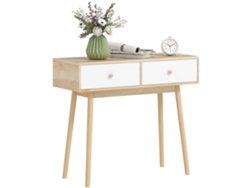 Consola Con 2 Cajones, Roble Blanco, 86x35x75cm