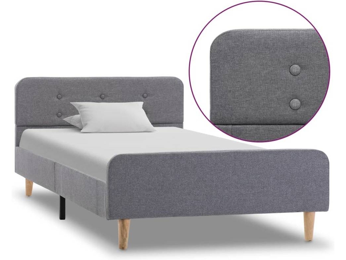 vidaXL Estructura de cama de tela gris claro 90x200 cm