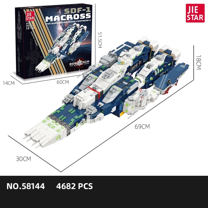 (58144) 4682 Bloques De Construcción Del Modelo De Nave Espacial Sdf-1 Macross De Star Trek