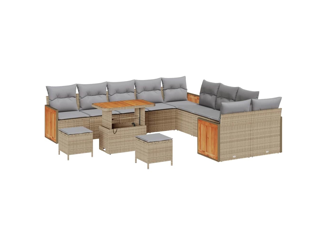 Maison Exclusive - Conjunto De Sofás De Jardín Con Cojín 17 Pcs Beige Y Gris Claro