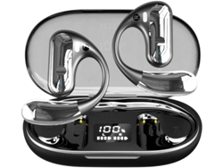 Auriculares inalámbricos con micrófono, sonido estéreo, ligeros y cómodos, resistentes al agua, ideales para correr o hacer ejercicio, negros