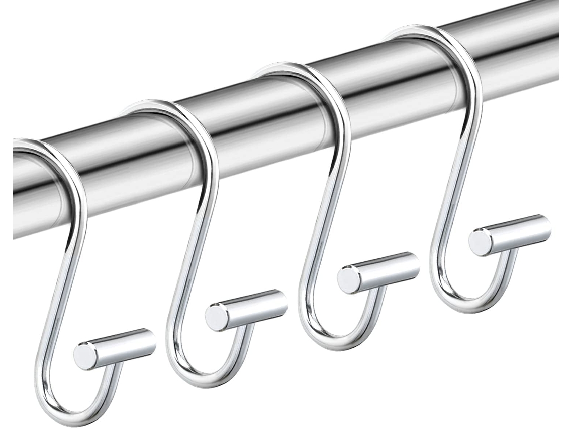 NEVEANCE Ganchos clásicos para cortina de ducha en forma de S, de acero inoxidable, para un estilo de baño atemporal.