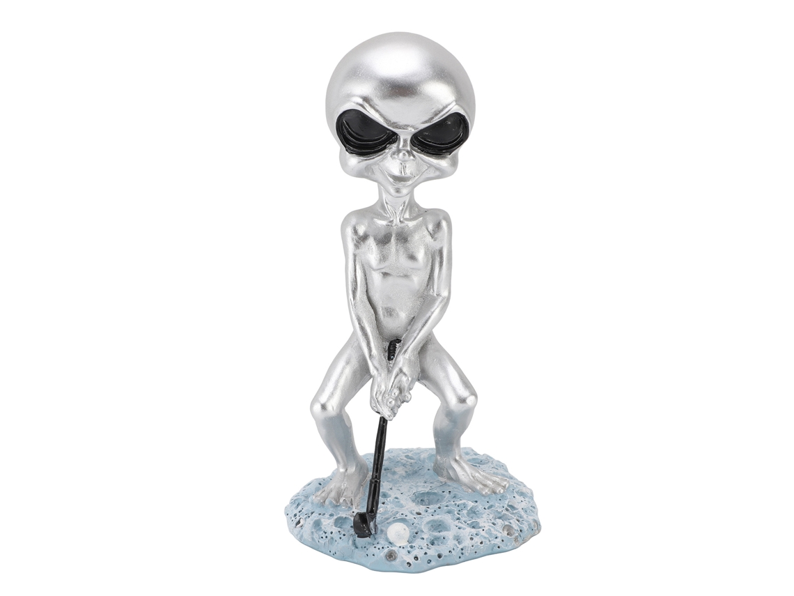Estátua de Alienígena Divertida Adorno de Jardim Figurinha de Resina com Base Plana Estável