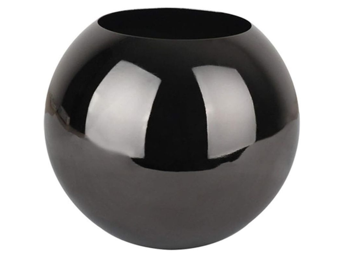 Jarrón Redondo De Metal Para Plantas Suculentas, De Acero Inoxidable, Decorativo Para Sala De Estar (negro)