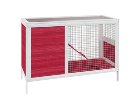 Conejera de madera maciza de pino roja VIDAXL (103x44x69,5 cm)