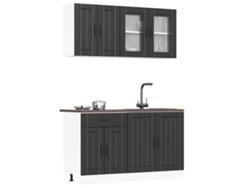 Mueble De Cocina | Armario De Cocina Kalmar Negra 4 Uds Madera Contrachapada