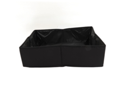 Caja de arena plegable impermeable para gatos, portátil, de tela negra, talla M, para viajes