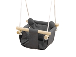 Columpio Para Bebé Con Altura Regulable, De 9 A 36 Meses, 40x40x110-180 Cm, Madera Gris.