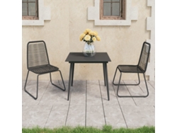 Juego de comedor de jardín de 2 piezas de mimbre de PVC negro Dkd Home Decor