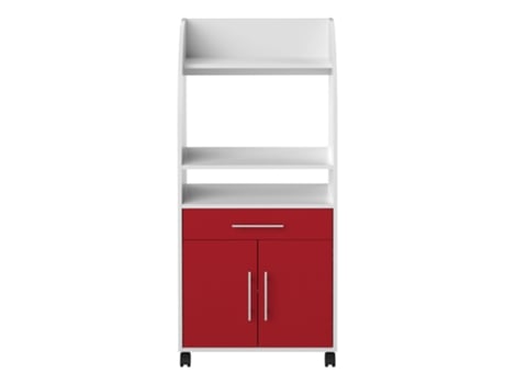Desierto Carrito para Microondas TEMAHOME Jeanne (Tableros de Partículas - Blanco y Rojo - 63 x 40 x 138 cm)