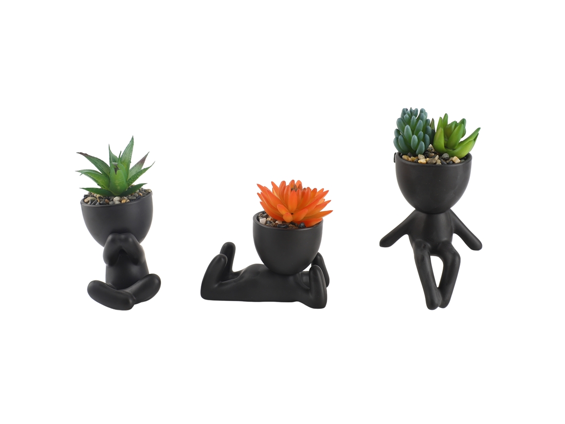 Baok - Maceta de cerámica decorativa y encantadora para suculentas, ideal para el jardín y el hogar. Maceta moderna.
