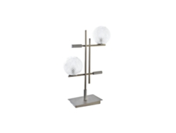 Lampara Sobremesa Metal Cristal 2 Bolas 38x16x63cm