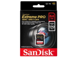 Tarjeta de Memoria SDXC SANDISK Extreme Pro (64 GB - 170 MB/s - Class10)