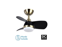 Ventilador Dc 24w Pirdo Cuero/negro 3 Aspas 60d 2400lm 6 Velocidades 3000-4500-6000k con remoto, Memoria Y Temporizador FABRILAMP