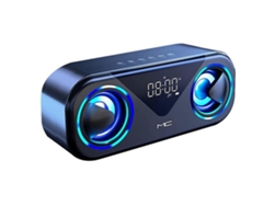 Altavoces Bluetooth 5.0 Sonido envolvente Subwoofer 3D Reloj despertador personalizado Batería de 20 horas de duración Negro Yemaesre