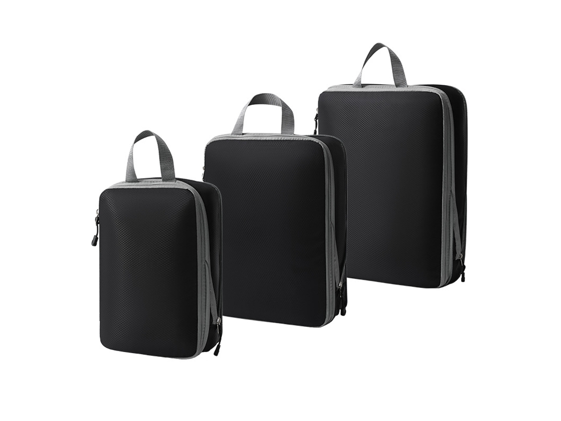 Bolsa de almacenamiento de compresión, juego de 3 piezas, bolsa de almacenamiento de viaje ligera, color negro Siurn